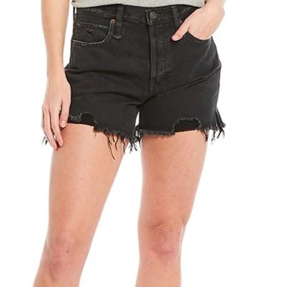 NWT Free People Makai Cut Off Denim Shorts Distressed black - Picture 9 of 16